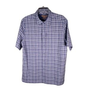 5.11 Tactical Series Men's Medium Blue White Poly Plaid 2 Pocket Short Sleeve